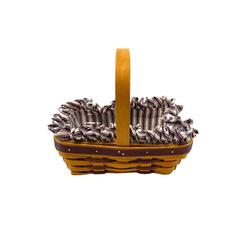 1997 Longaberger Sweet Treats Purple Trim Basket w/Red Stripe Liner & Protector